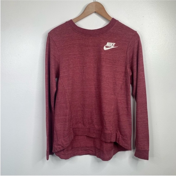 Nike Pullover Women’s XS Sweatshirt‎ Small Heathered Red Long Sleeve Shirt Logo - Picture 1 of 5